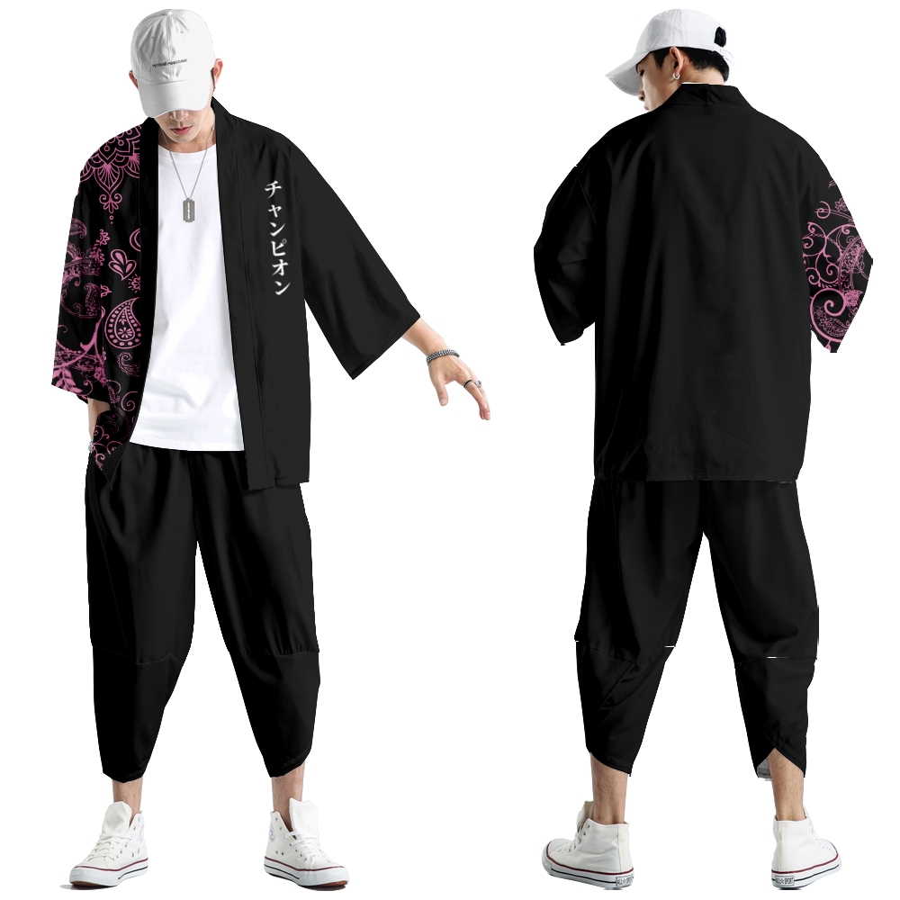 Men'S Kimono Accessories - قطعتين دعوى أنيمي زهرة النمط الياباني