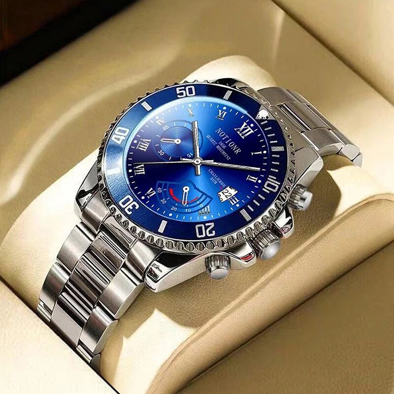 Men Accessories For Wrist - ساعات رجالي عصرية فاخرة فضية من