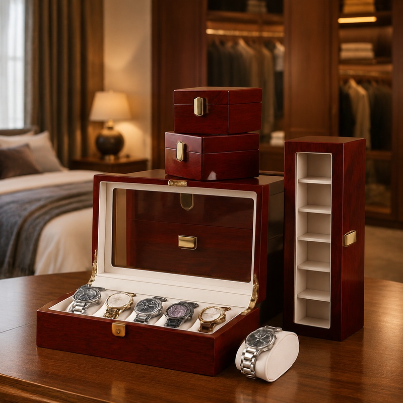 Men Accessories Organiser - منظم خشبي للمجوهرات والساعات مع فتحات