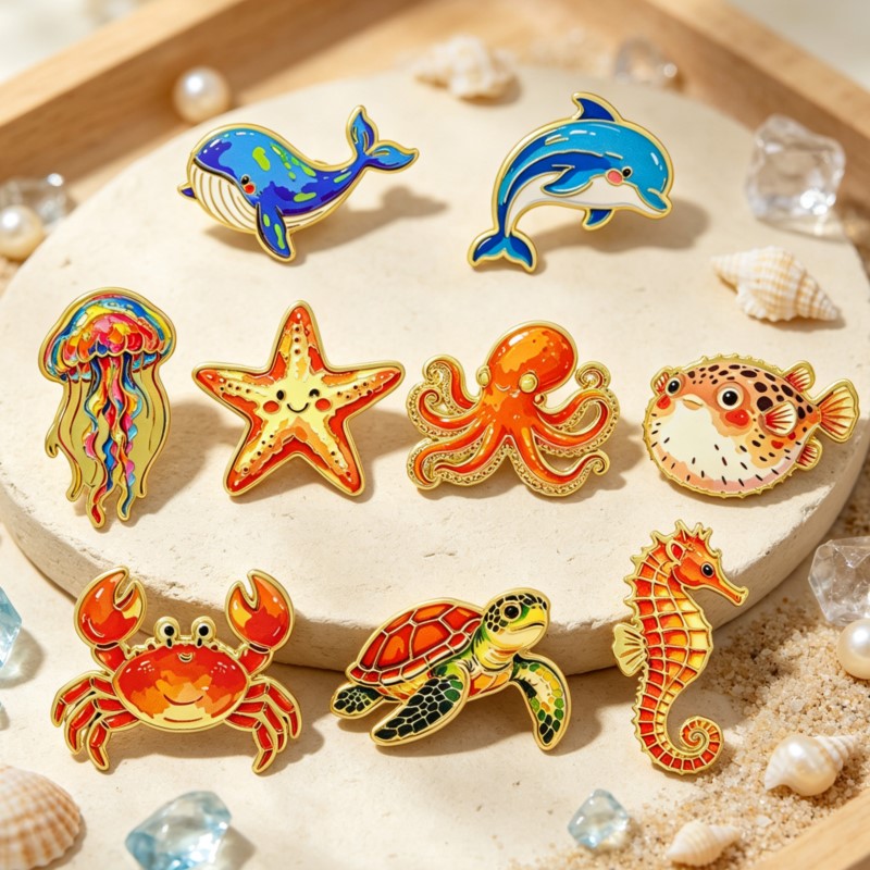 دبوس مينا بتصميم حيوانات المحي - مراجعة Lapel Pin Enamel وسعره