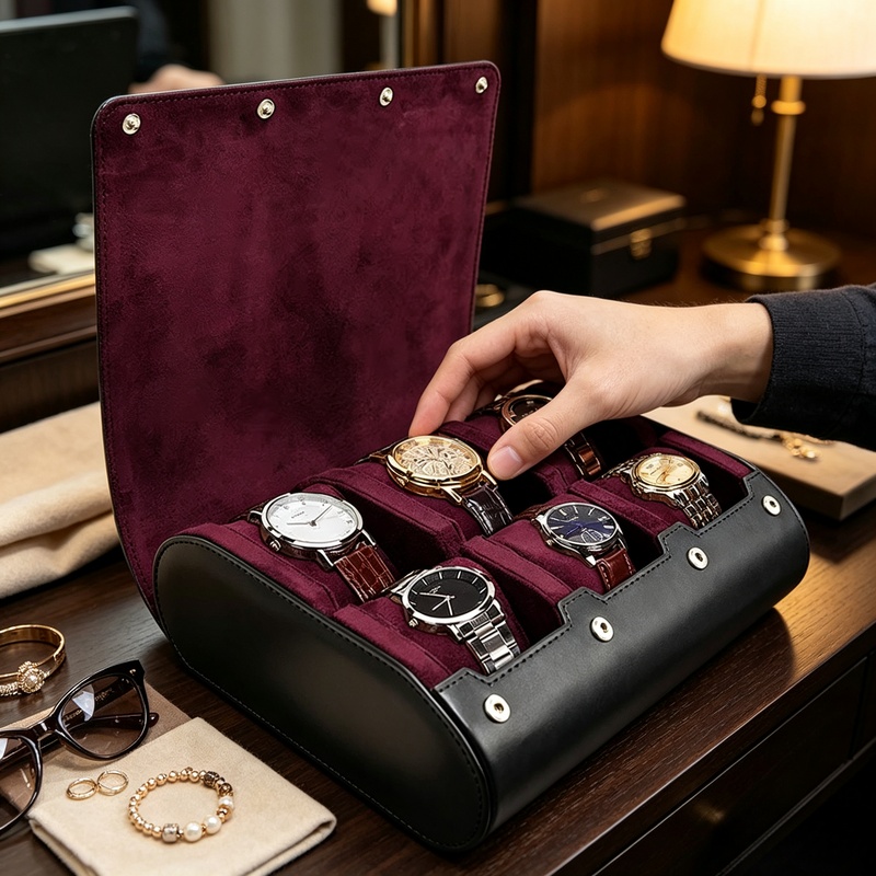 حافظة ساعات محمولة بـ 6 فتحات، - مراجعة Men Accessories Organiser وسعره