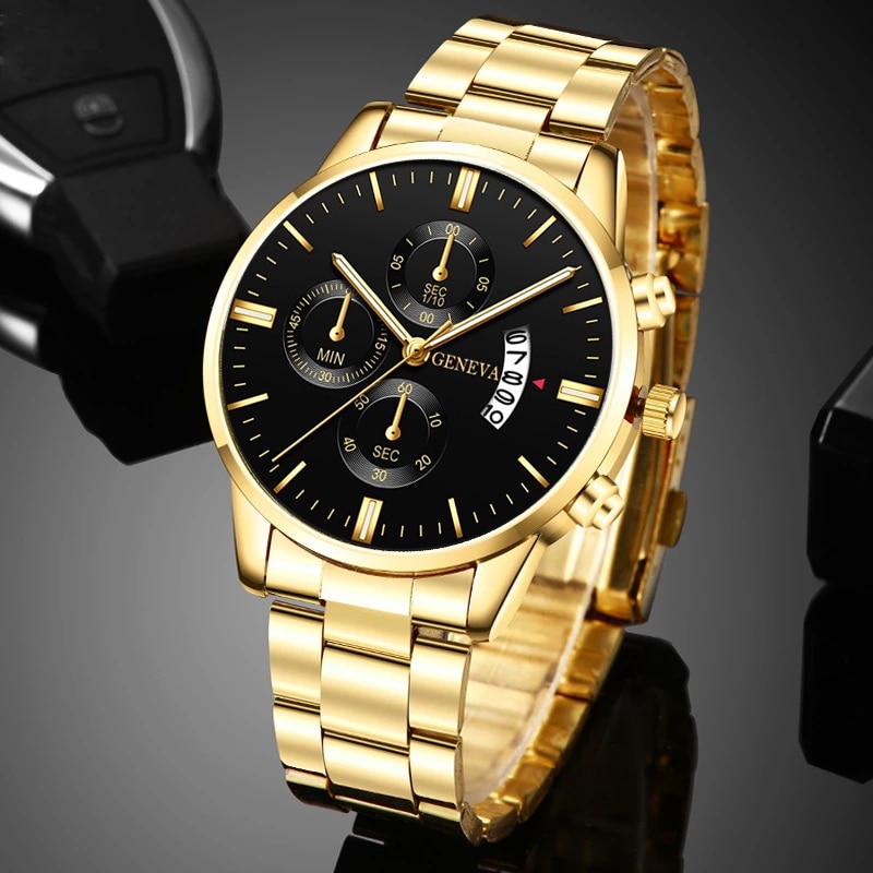 ساعة ذهبية من الفولاذ المقاوم  - مراجعة Men Accessories For Wrist وسعره