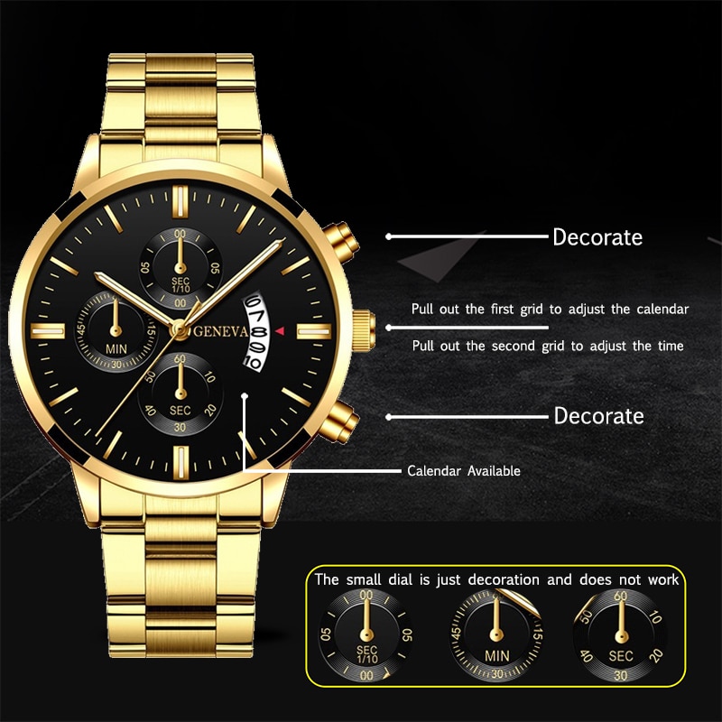 ساعة ذهبية من الفولاذ المقاوم  - مراجعة Men Accessories For Wrist وسعره