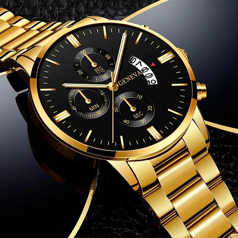 ساعة ذهبية من الفولاذ المقاوم  - مراجعة Men Accessories For Wrist وسعره