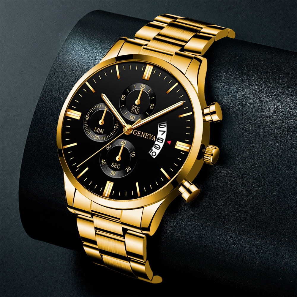 ساعة ذهبية من الفولاذ المقاوم  - مراجعة Men Accessories For Wrist وسعره