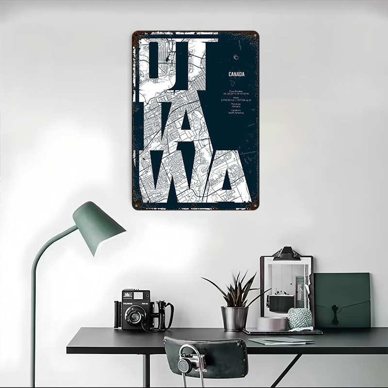 لوحة فنية معدنية مطبوعة لخريطة - مراجعة Men'S Accessories Canada وسعره